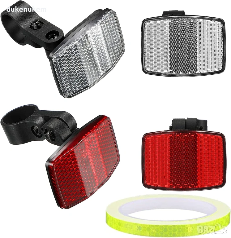 Комплект велосипедни светлоотразители, предни и задни + 8 м лента, снимка 1