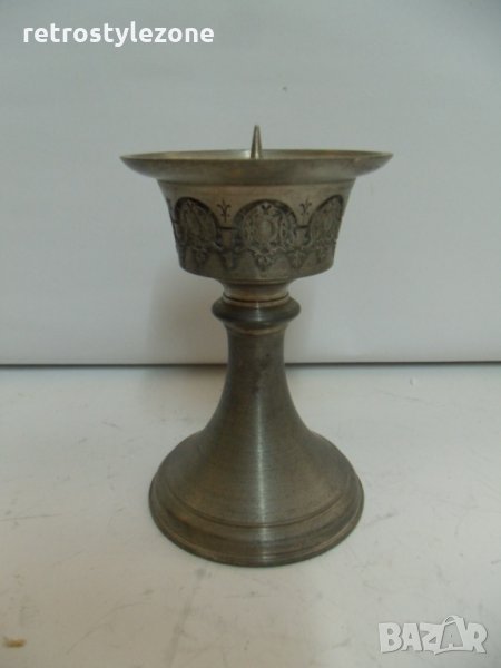 № 5573 стар метален свещник WMF  - надпис / печат / маркировка  - размери - височина 11 см , диаметъ, снимка 1