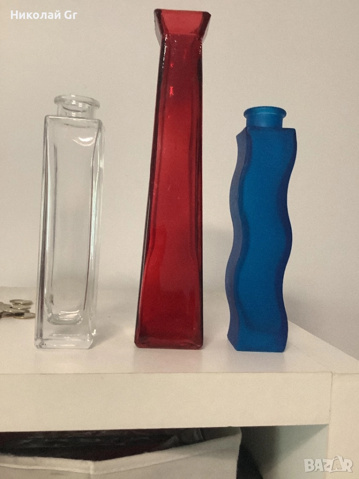 Вази за цветя  цветно стъкло  Арт Нуво цена за 3 броя, снимка 1