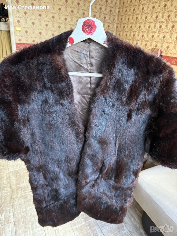 норкова шал наметка болеро от норка естествен косъм кафяв универсален размер , снимка 1