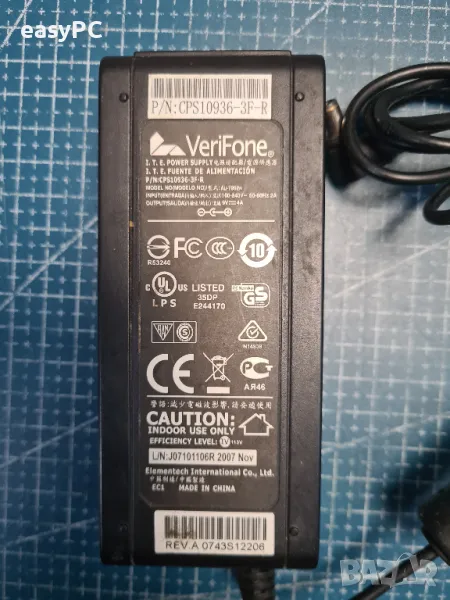 Оригинален захранващ адаптер VERIFONE CPS10936-3F-R AU-7992N 9V 4A, снимка 1