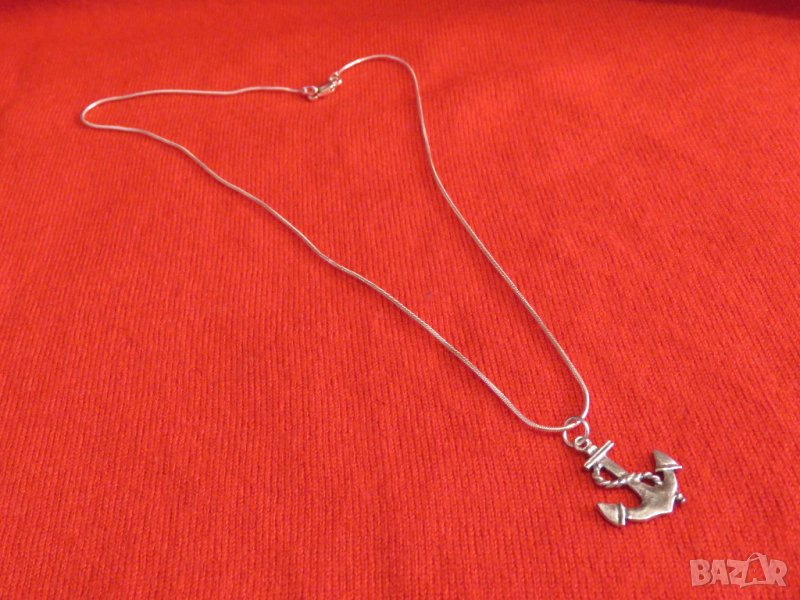 Малка сребърна котва със синджирче - попътен вятър и закрила за всеки моряк сребро морски, снимка 1