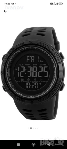 ASKSA - Мъжки спортен часовник, Резин/Силикон, Аларма/Хронометър/Двойно време, 5ATM, 49 мм, Черен, снимка 1