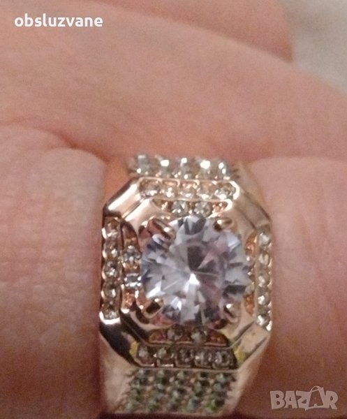 Екстравагантен пръстен в циркон и диамант, снимка 1