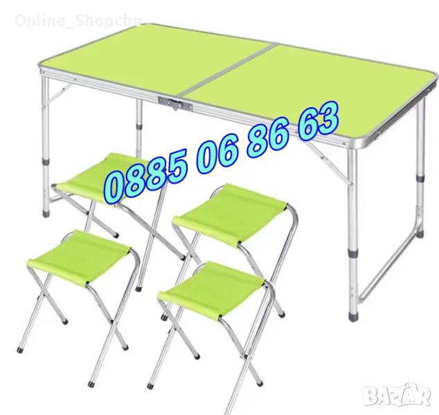 Сгъваема градинска маса 120х60 с 4 бр. столчета, къмпинг сгъваема маса , снимка 1