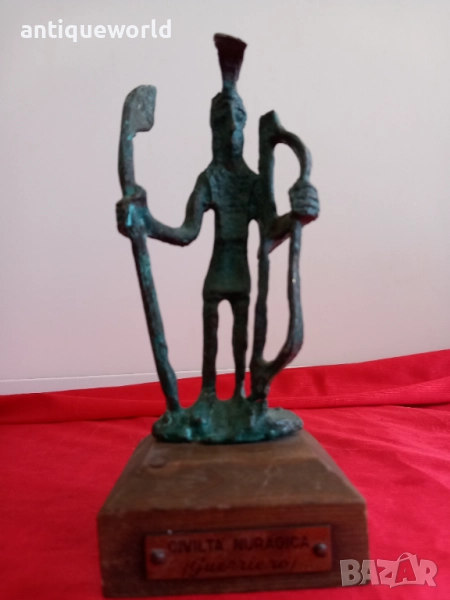 Стара Бронзова Пластика Нурагически Стрелец Статуетка, снимка 1