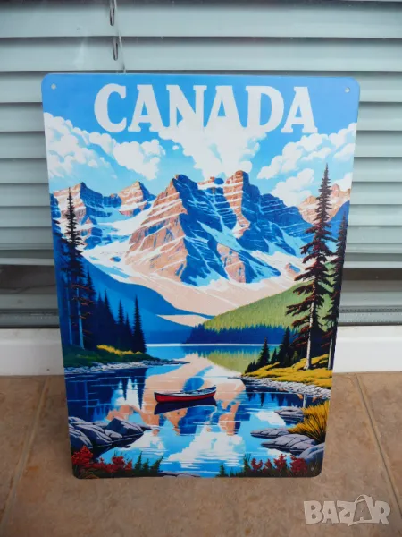 Метална табела разни Канада планини езера природа пейзаж лодка, снимка 1