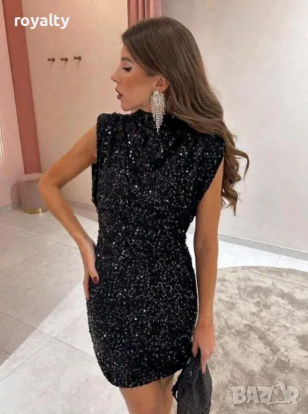 Черна къса блестяща рокля, снимка 1