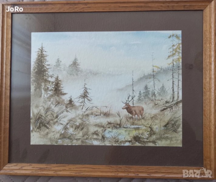 "Горско утро" прекрасен акварел , снимка 1
