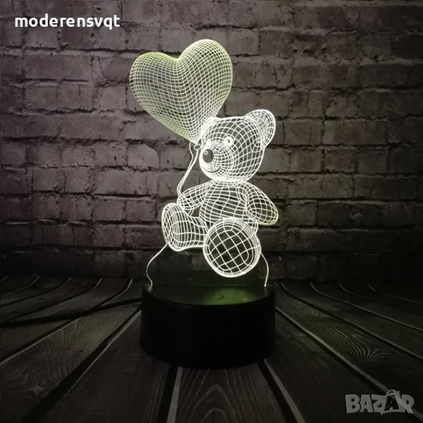 Холограмна LED лампа CREATIVE 3D taddy bear, снимка 1