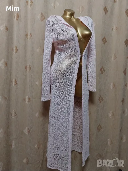 М Дълга плетена жилетка с качулка , снимка 1