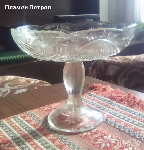 Продавам кристална фруктиера  изработка началото на 1950 г, снимка 1