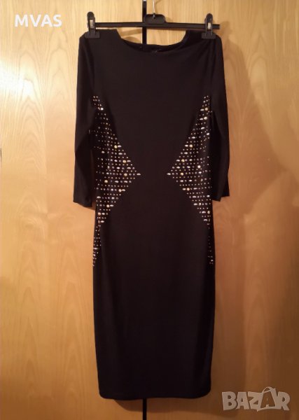 Нова рокля M&S черна с камъчета  S под коляно, снимка 1