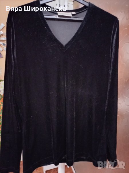 Черна плюшена блуза. Размер L, ХL., снимка 1