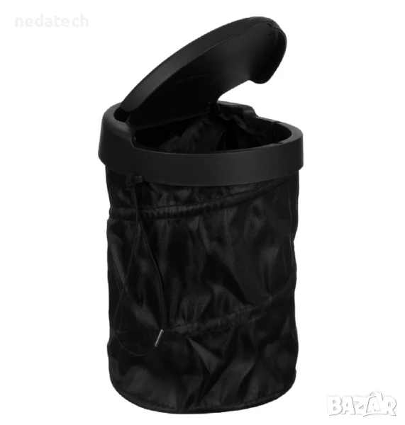 Кошче за боклук за кола, Черен, Ø16x19см., снимка 1