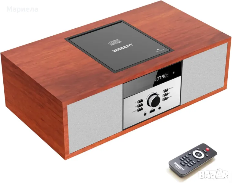 Носталгична Bluetooth домашна стерео система, WISCENT Vintage Micro HiFi CD плейър, снимка 1