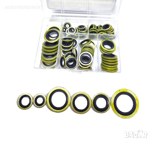 Дифтунги с гума, 90бр, Медни шайби с гума - 14861, снимка 1