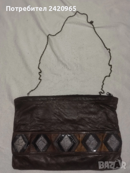 Винтидж дамска чанта от естествена кожа , снимка 1