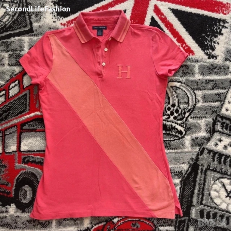 Дамска поло тениска розова с лого Tommy Hilfiger размер XS, снимка 1
