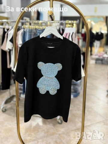 Дамска Черна Тениска👚Дамска Блуза С Къс Ръкав В Черен Цвят Код A1188