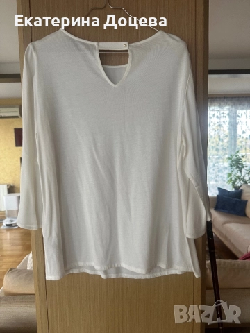  Бяла блуза Масимо Дути, снимка 2 - Блузи с дълъг ръкав и пуловери - 52438416