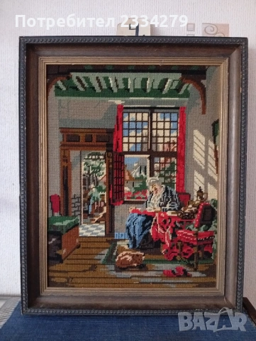 Стари гоблени поставени в дървени рамки. , снимка 13 - Гоблени - 51803074