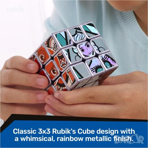 Оригинален магически пъзел Rubik's Cube 3x3 Disney 100th Anniversary Metallic Platinum, снимка 9 - Игри и пъзели - 44996866