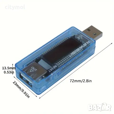 USB тестер, за ток, напрежение, измерва  мощност и капацитет на бактерии , снимка 5 - Друга електроника - 49674089