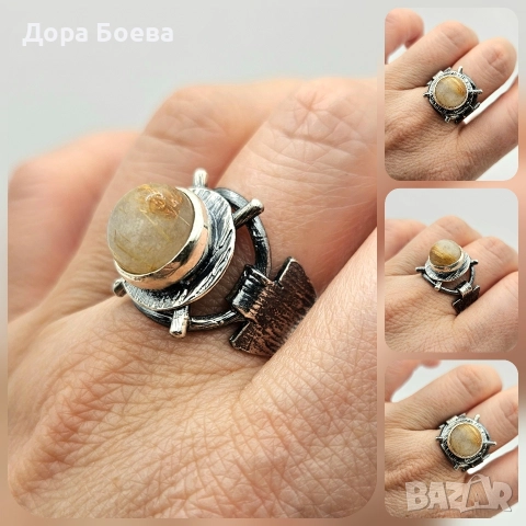 Сребърен пръстен: "Посоки", снимка 4 - Пръстени - 52695840