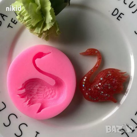 Лебед наперен силиконов молд калъп форма фондан шоколад гипс сапун декор торта мъфини