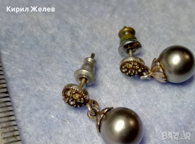 СИМПАТИЧНИ СКЪПОЦЕННИ ВИНТИДЖ АРТ ПОСРЕБРЕНИ ОБЕЦИ от БЛАГОРОДНА СТОМАНА с ИСКРЯЩИ ЦИРКОНИ 38367, снимка 2 - Обеци - 50530781