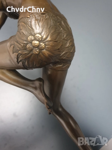 38см-4кг Preiss статуетка/немска бронзова скулптура/Арт Деко фигура кабаретна танцьорка-балерина, снимка 4 - Статуетки - 52469041