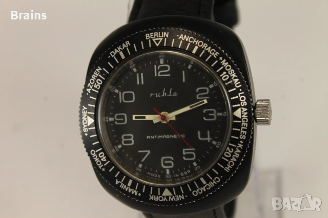 Рядък RUHLA Световно Време Немски Ръчен Часовник, снимка 3 - Мъжки - 52790627