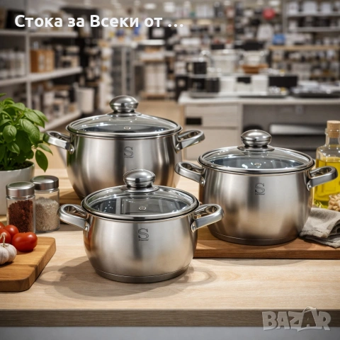 Комплект тенджери Swissgold EMMIE (SG-18099) – 3 броя с 5-слойно капсуловано дъно Цена:25 евро , снимка 5 - Съдове за готвене - 53064959