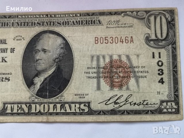 Usa Рядка $ 10 1929 г. The Public National Bank and Trust Company of NEW YORK CH11034, снимка 2 - Нумизматика и бонистика - 29420451