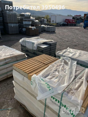 Тактилни плочи 40х40х8см с ивици и сфера, цвят: антрацит и охра, снимка 6 - Строителни материали - 53060074