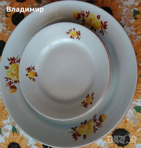 Голяма чиния и 2 малки чинии - български порцелан