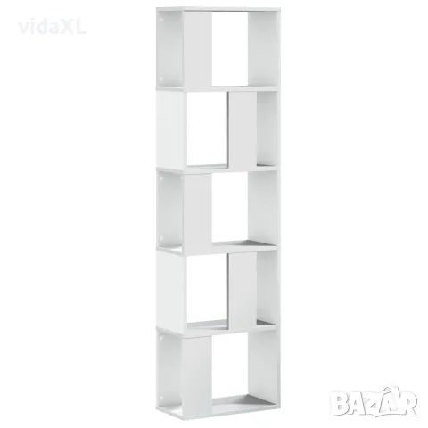 vidaXL Библиотека 5 рафта бяла 45x23,5x162,5 см инженерно дърво