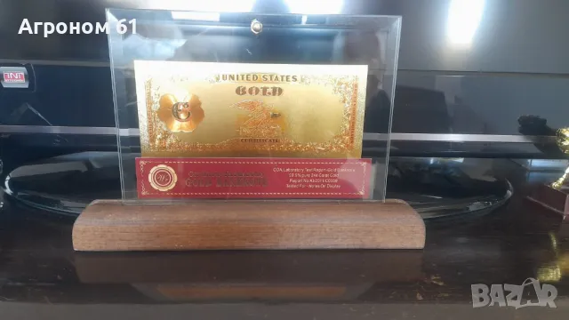 Сувенири златни банкноти 100 долар 1863 г. в поставка, снимка 12 - Колекции - 49420255