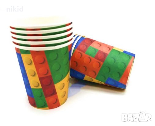  Лего Конструктор 10 бр картонени чаши парти рожден ден, снимка 1 - Чаши - 30074194