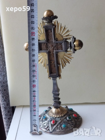 Стар настолен кръст,материал(сребро) сачан , снимка 4 - Антикварни и старинни предмети - 52589855