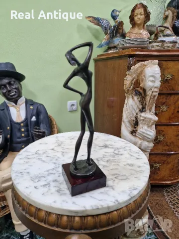 Страхотна антикварна колекционерска бронзова пластика фигура статуетка , снимка 5 - Статуетки - 49488640