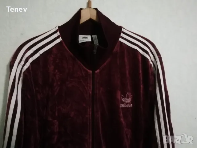 Adidas Originals Beckenbauer Velour XL Maroon велур оригинално горнище , снимка 4 - Спортни дрехи, екипи - 48823951