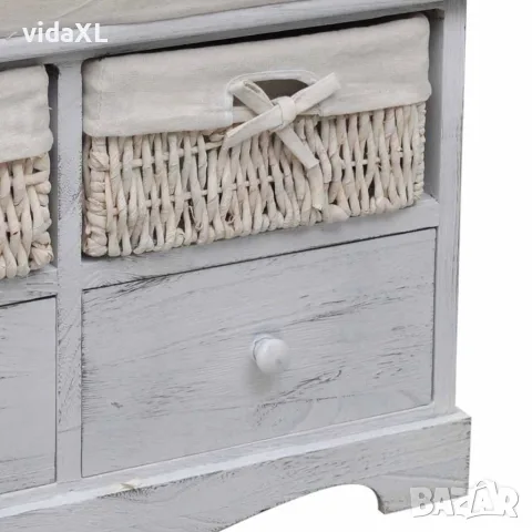 vidaXL Пейка за съхранение, бяла, 62x33x42 см, дърво от пауловния, снимка 2 - Маси - 56146345