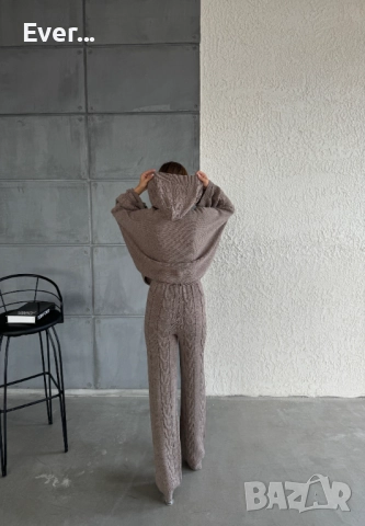 Дамски комплект плетиво в цвят минк, снимка 3 - Комплекти - 52287799