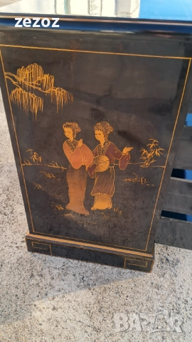 Шкаф масив с рисунки черен, снимка 7 - Шкафове - 52527003