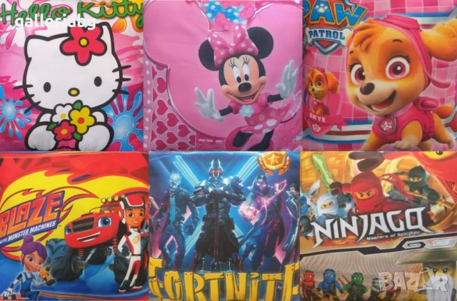Детски възглавници от анимационни филми и игри (Fortnite, Paw Patrol, Ninjago,Мини Маус,Пламъчко), снимка 1 - Спално бельо и завивки - 39952554