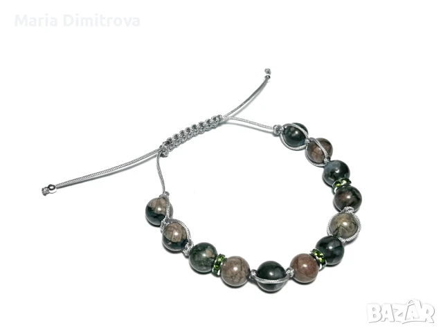 Гривни шамбала с кристали и сребо