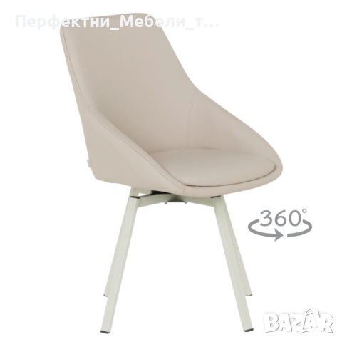 Трапезен стол с еко кожа и метални здрави крака,с въртяща се седалка и полуподлакътници,намаление, снимка 2 - Столове - 52036020