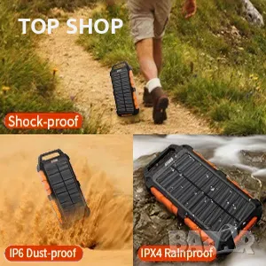 Solar Power Bank 20000mAh, PD 15W, снимка 8 - Външни батерии - 48645034